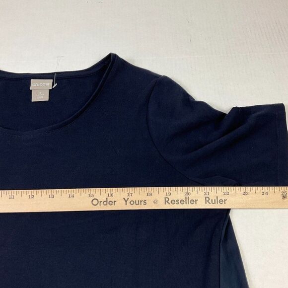 Chicos Womens Swing T-Shirt Blue Short Sleeve Tee Scoop Neck Top Size 2 L Large - Picture 8 of 11